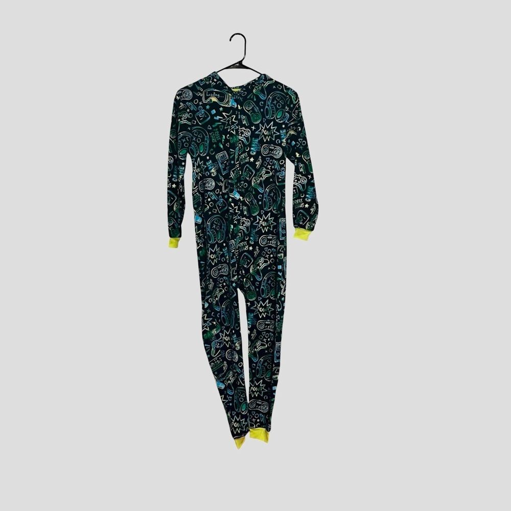 Cat & Jack Boys video game hooded sleeper pajama suit size L (12/14)